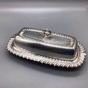 Vintage M.S.C Silverplate Butter Dish with Glass Tray